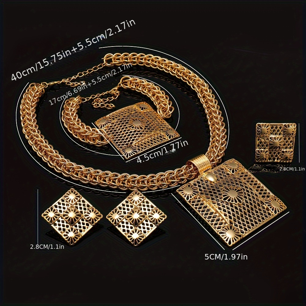 Rhinestone Embellished Alloy Exaggerated Jewelry Set